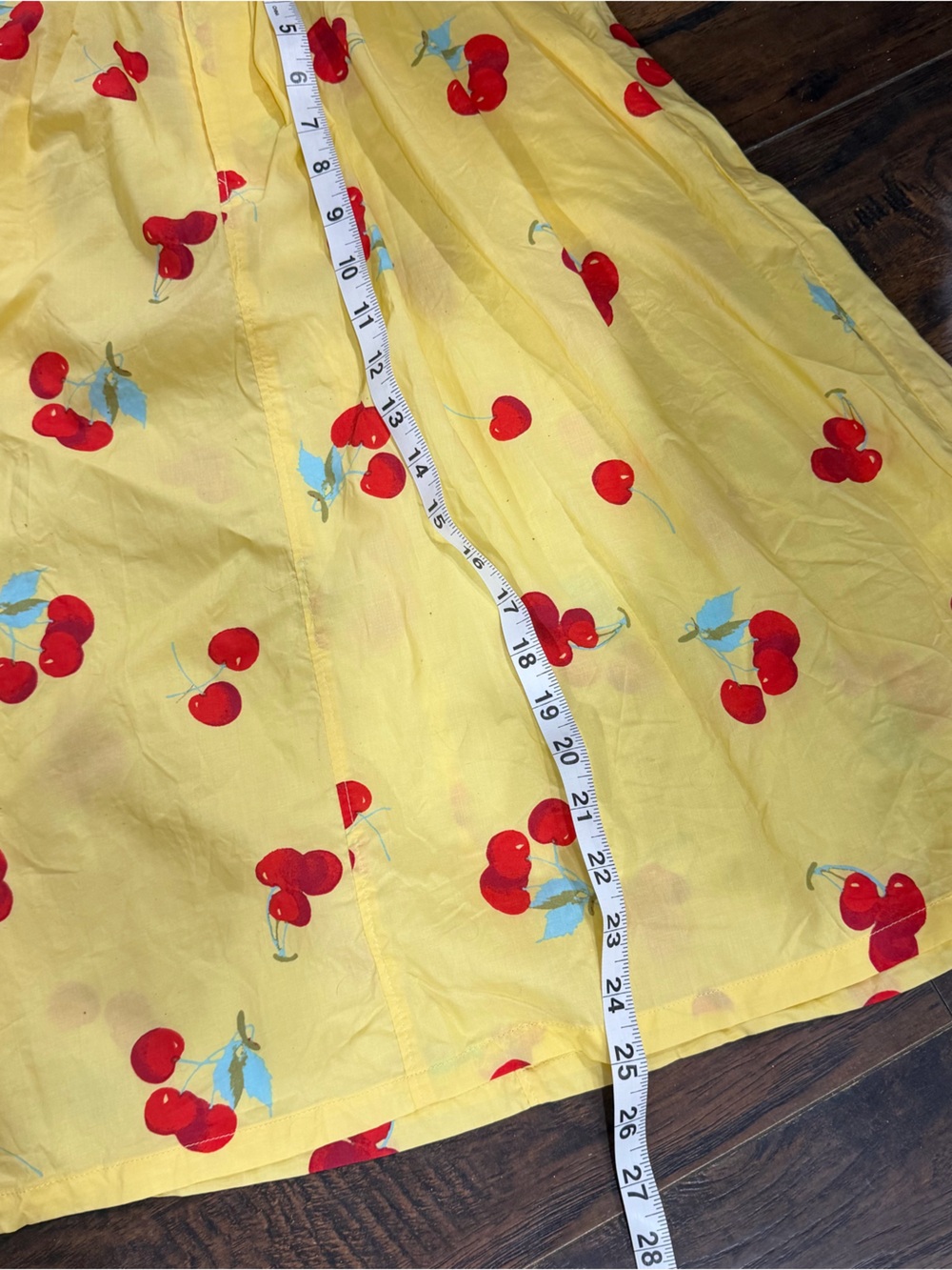 ModCloth A-Line Yellow and Red Cherries Cotton Skirt Size Small - Picture 7 of 7